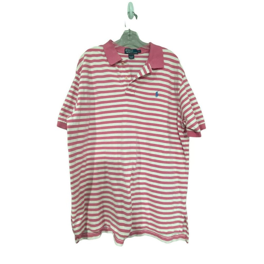Men's Ralph Lauren Pink White Polo Shirt‎ XL
